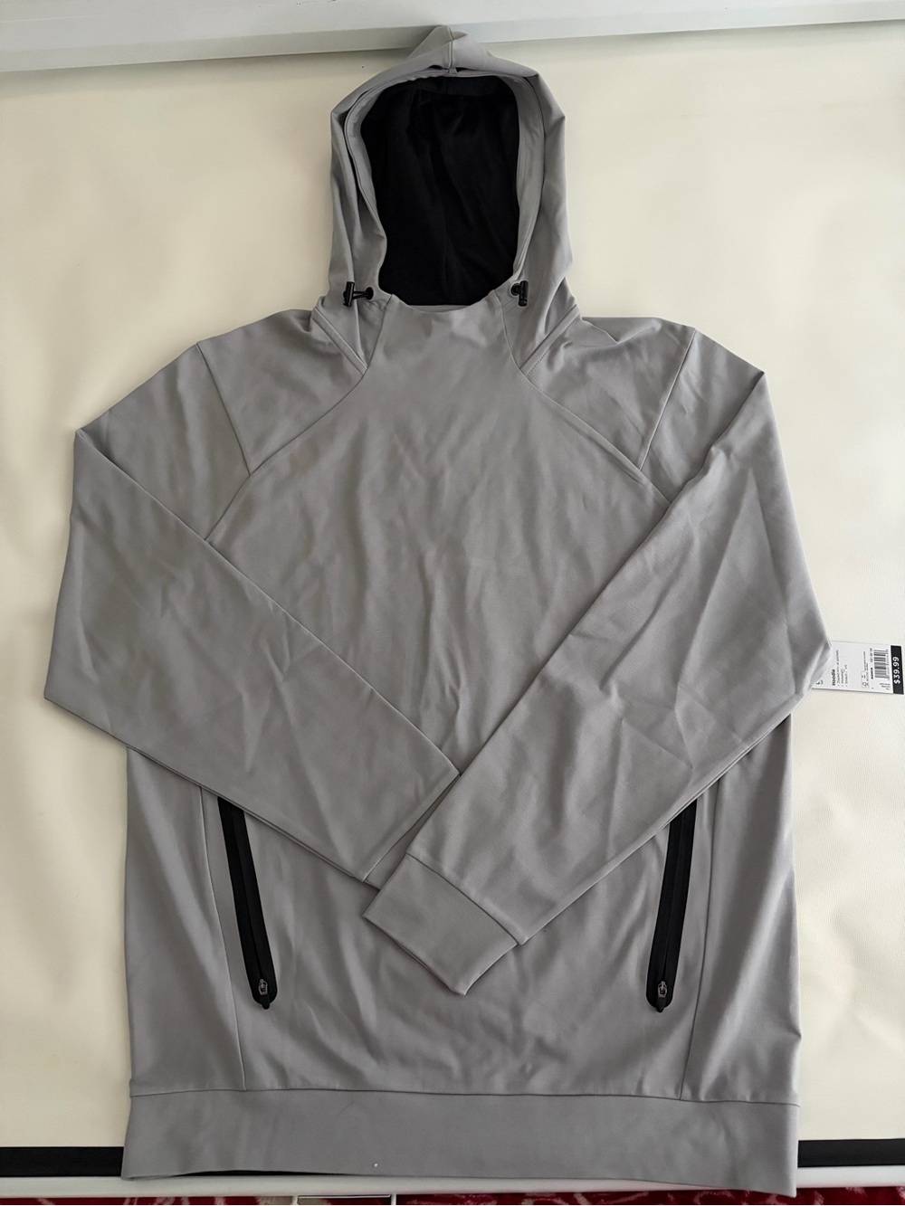 tek gear Men's Light Gray Hooded Performance Jacket with Black Lining